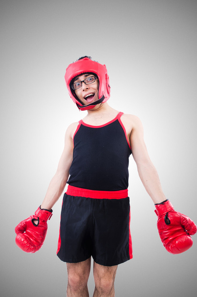 Komik boksör gri arka plan üzerinde izole - Fotoğraf, Görsel