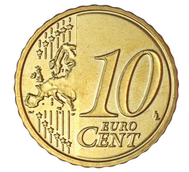 deset euro cent na bílém pozadí - Fotografie, Obrázek