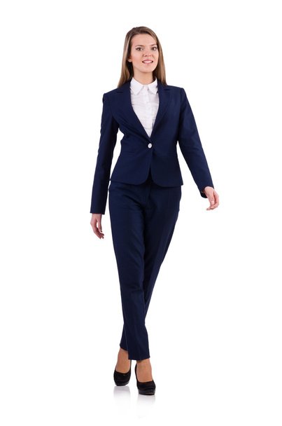 Businesswoman in blue suit isolated on white - Foto, afbeelding
