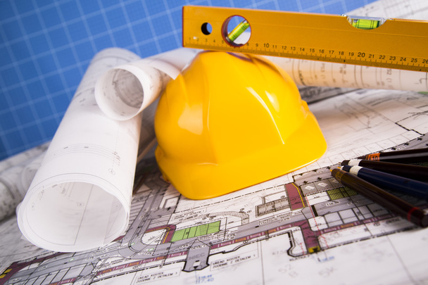 Архітектурний проект і Жовтий шолом і модель будинку
 - Фото, зображення