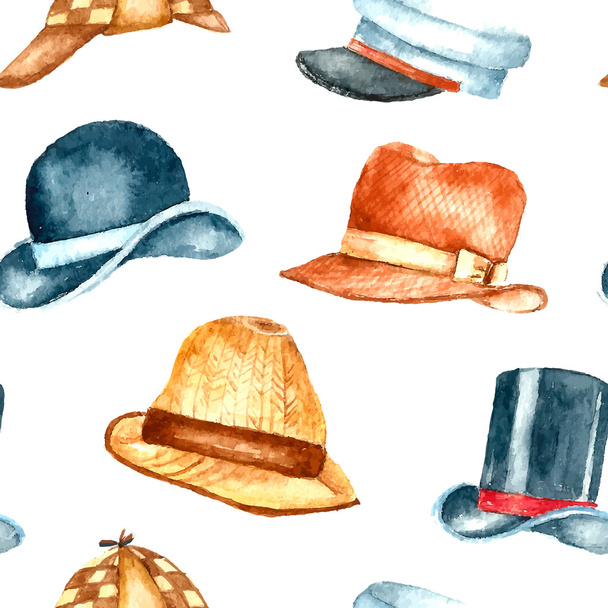 Watercolor hat collection - Vektör, Görsel