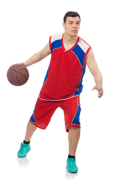 Mladý basketbalista izolovaný na bílém - Fotografie, Obrázek