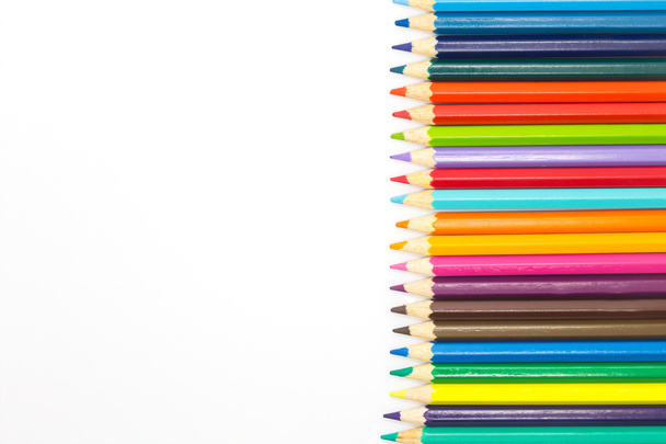 Mixed arranged of rainbow colours wooden pencils - Фото, зображення