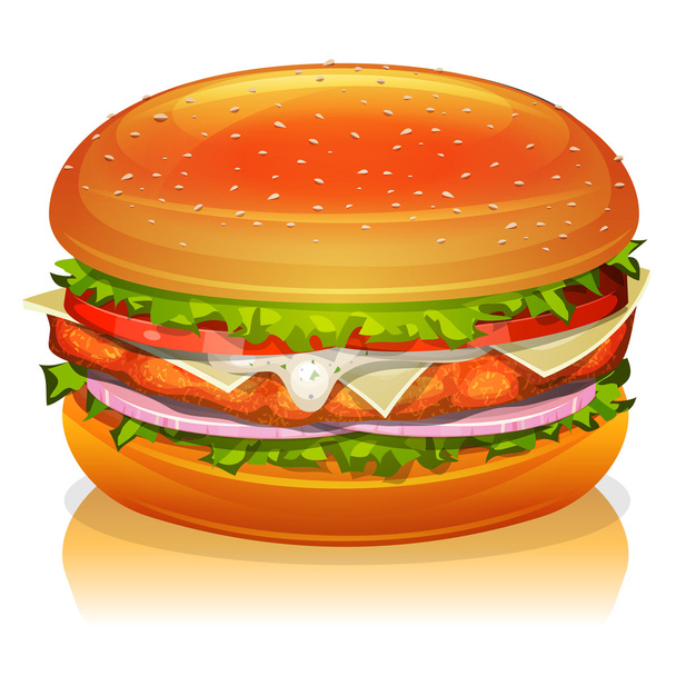 Chicken Burger Icon - Vector, Image