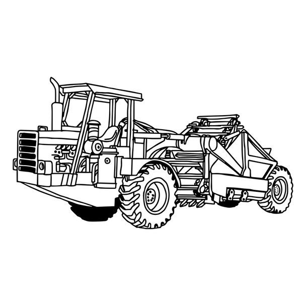 ilustración vector garabatos mano dibujado de rueda tractor rascador
 - Vector, imagen