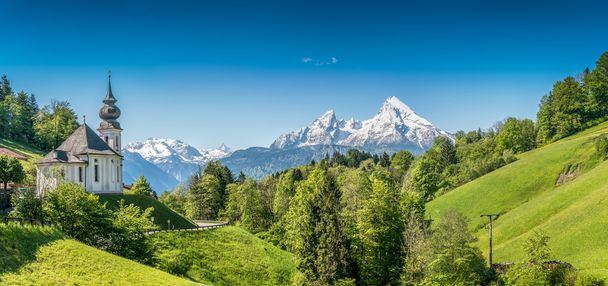 Idilli hegyvidéki tájon, a bajor Alpokban, a Berchtesgadener Land, Németország - Fotó, kép