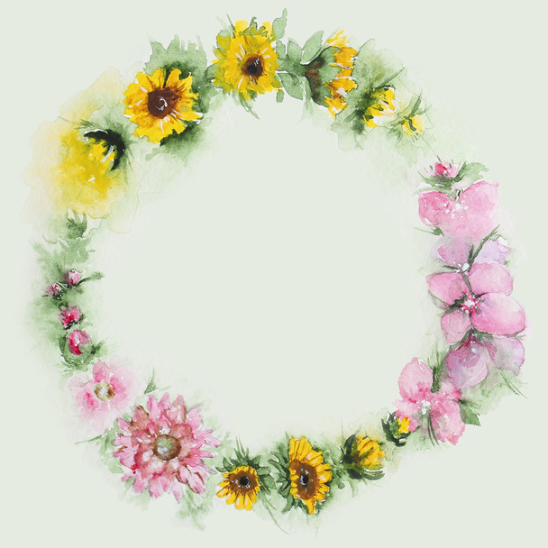 Watercolor wreath - Фото, изображение