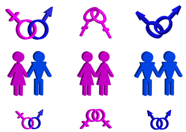 3D-collectie mannelijke en vrouwelijke symbolen - Foto, afbeelding