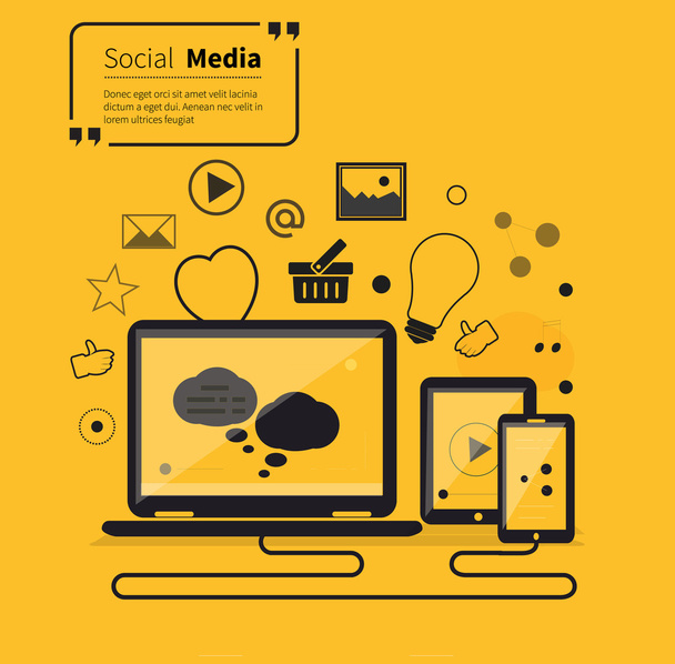 Social Networks Media Online Flat Style - Vektor, kép