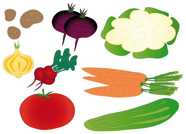 reeks van kleurrijke geïsoleerde groenten - Vector, afbeelding