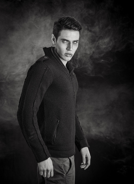 Portrait of a Young Vampire Man with Black Sweater - Fotó, kép