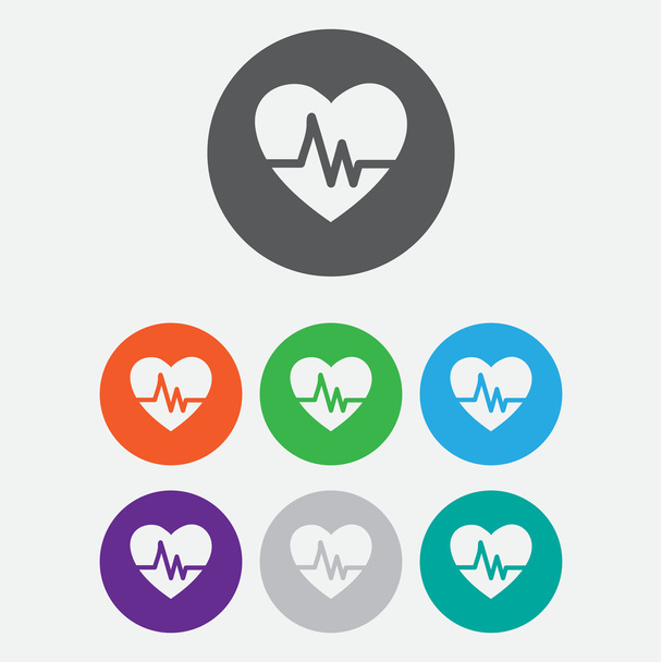 ハートビート エコー心臓試験心とハートビートのフォーム。丸いボタン - ベクター画像