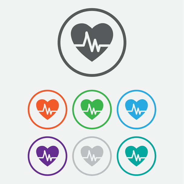 ハートビート エコー心臓試験心とハートビートのフォーム。フレームに丸いボタン - ベクター画像