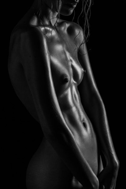 Sensual attractive model posing in studio, perfect slim body. - Fotó, kép