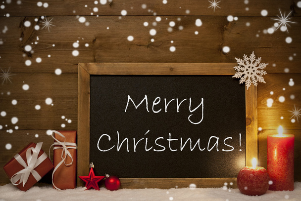Festive Card, Blackboard, Snowflakes, Candles, Merry Christmas - 写真・画像