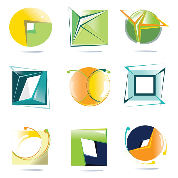 Set of colorful abstract light logo - Διάνυσμα, εικόνα