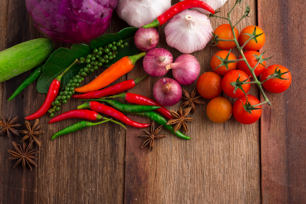 Vegetable on old wooden background - Foto, immagini