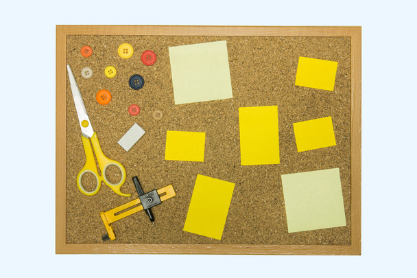 yellow tools and notes on a wooden board - Photo, Image