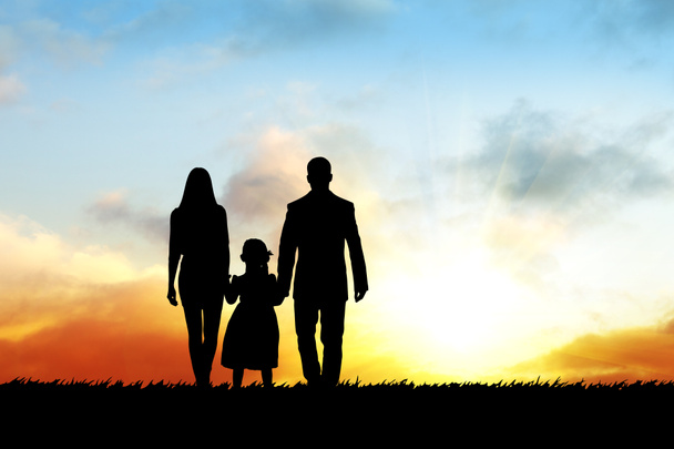 Silhouettes of happy family - Photo, Image
