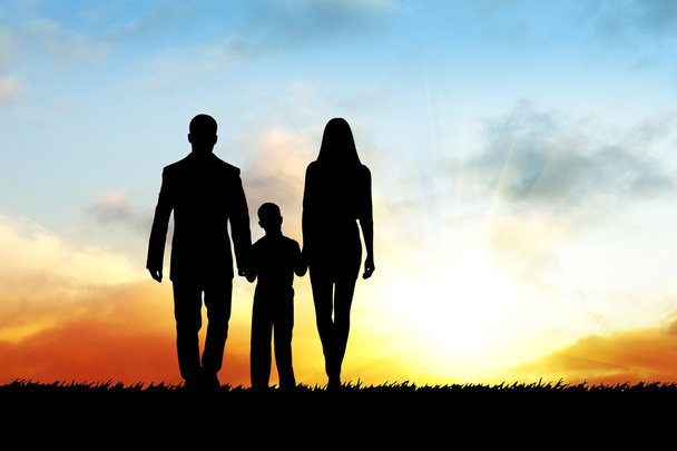 Silhouettes of happy family - Photo, Image