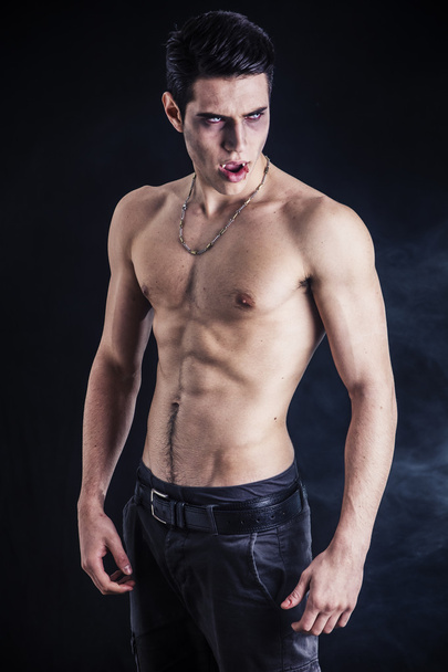 Young Vampire Man Shirtless, Gesturing to Camera - Foto, afbeelding