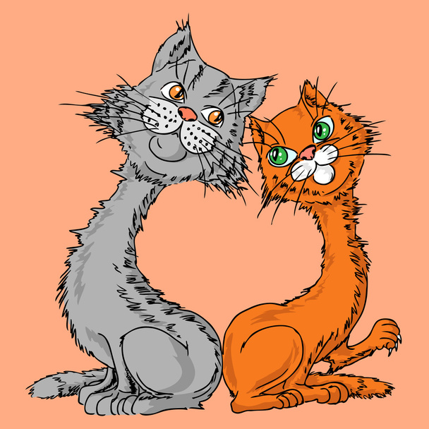 Lovers of cats. Vector illustration. - Vector, Image