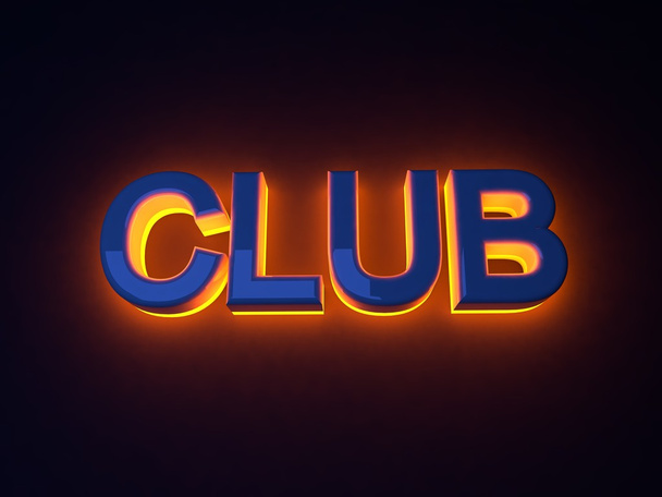 Neon znak oświetlony w nocy klub. Pomarańczowa. - Zdjęcie, obraz