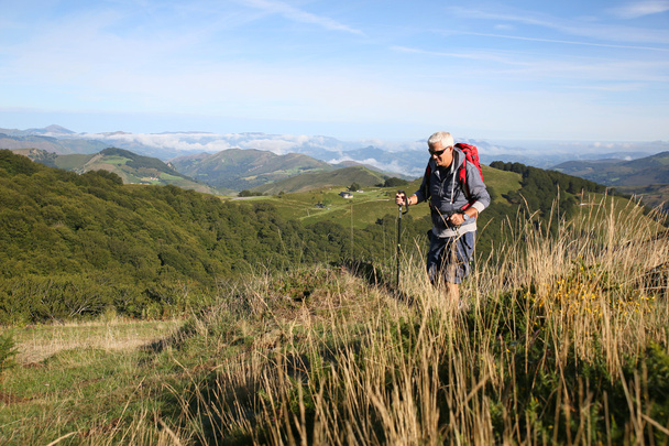 Hiker in Basque country mountains - Foto, imagen