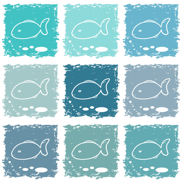 Set fish seamless vector pattern - Vektor, obrázek
