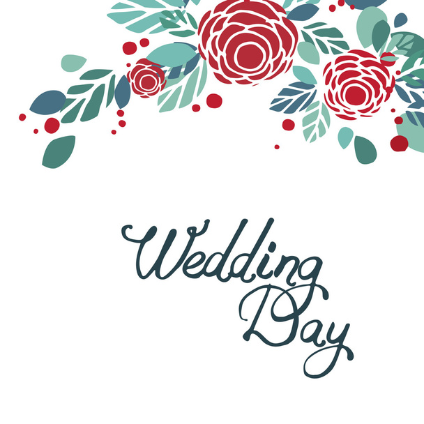 結婚式のカードや招待状の花を持つ - ベクター画像