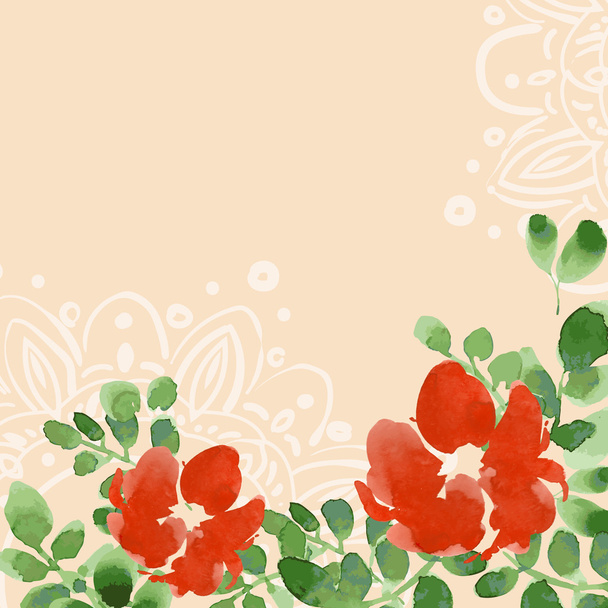 水彩花のグリーティング カード - ベクター画像