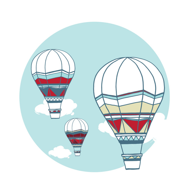 空に浮かぶ熱気球 - ベクター画像