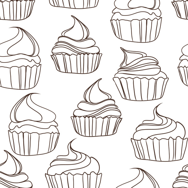 Seamless background with cupcakes - ベクター画像