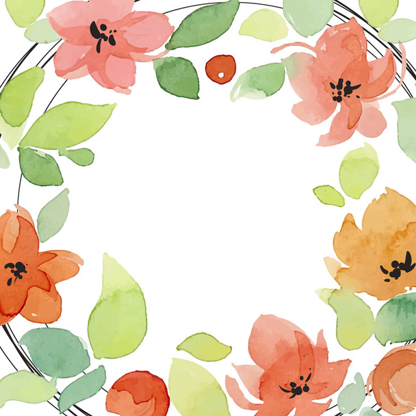 水彩花のグリーティング カード - ベクター画像