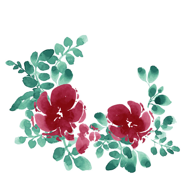 Cute greeting card with watercolor flower - ベクター画像