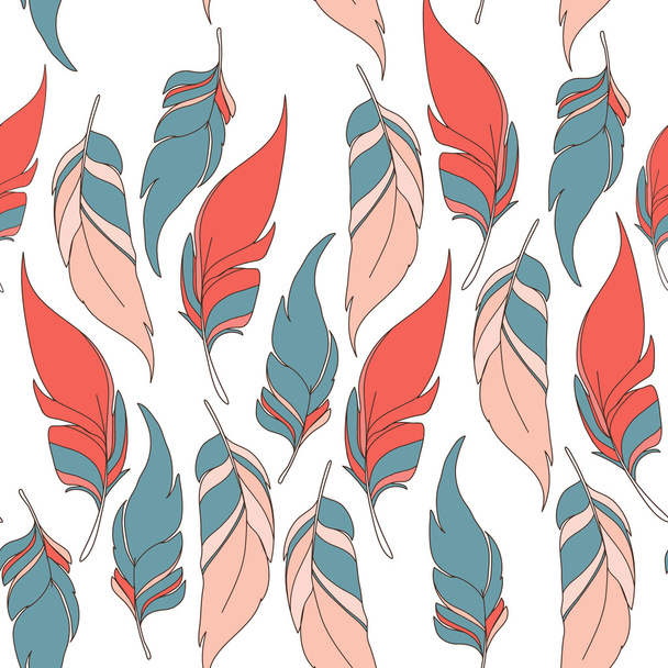Seamless pattern feathers - Vector, Image