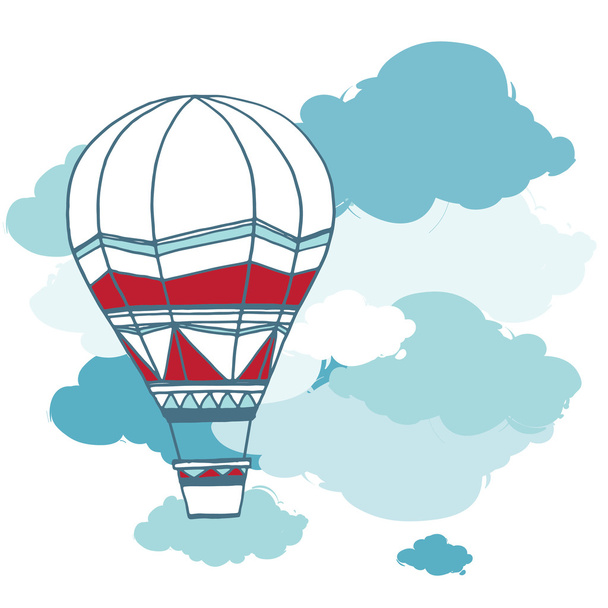 αερόστατο θερμού αέρα που επιπλέει στον ουρανό - Διάνυσμα, εικόνα