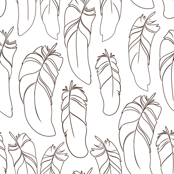 Seamless pattern with feathers - Vector, afbeelding