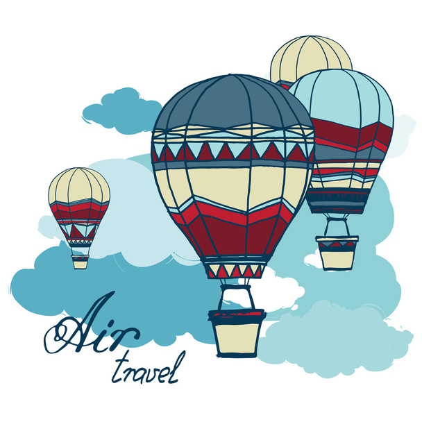 hot air balloons floating in the sky - Vettoriali, immagini