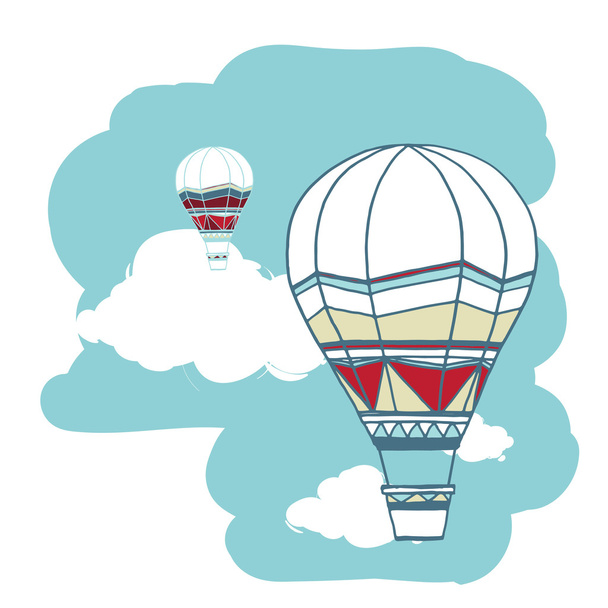 空に浮かぶ熱気球 - ベクター画像