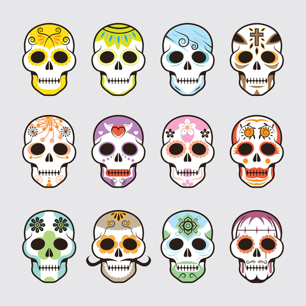 Day of the Dead Skulls - Vector, Image