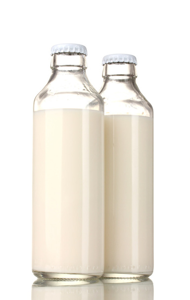 Two bottle of milk isolated on white - Fotoğraf, Görsel