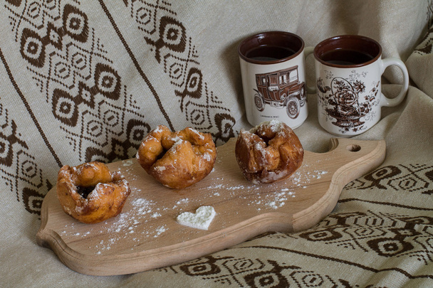 Romantic breakfast. Three donuts - Photo, Image