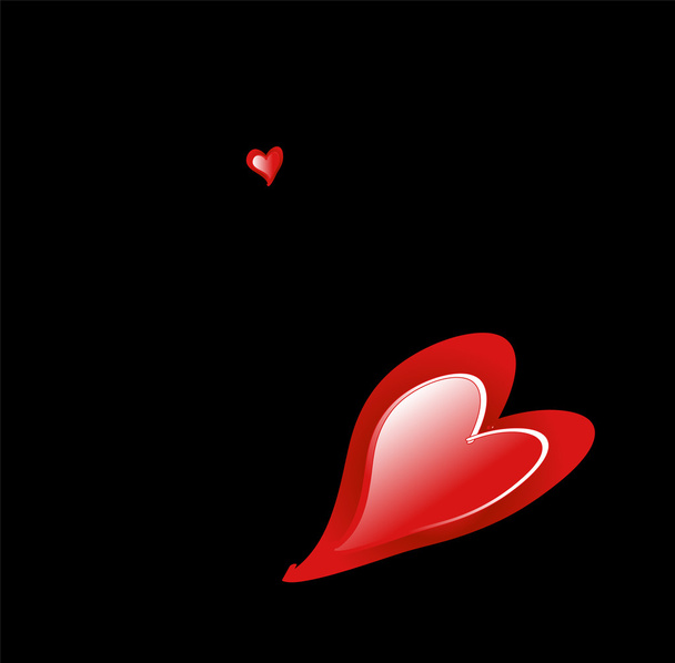 Abstract red hearts against black background - Vector, Image