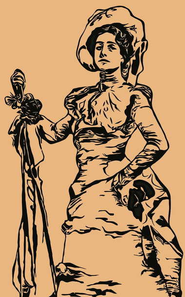 Самая богатая женщина 19 века на прогулке. векторная иллюстрация
 - Вектор,изображение