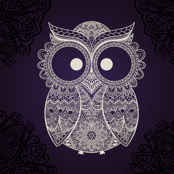 Vector illustration of owl. Bird illustrated in tribal. Shaped owl - Vetor, Imagem