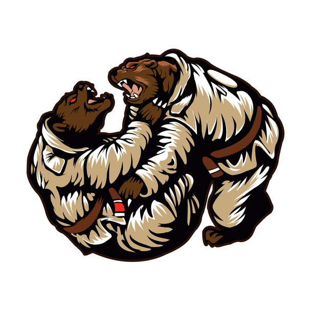 Dos osos peleando. Oso de Karate
 - Vector, imagen