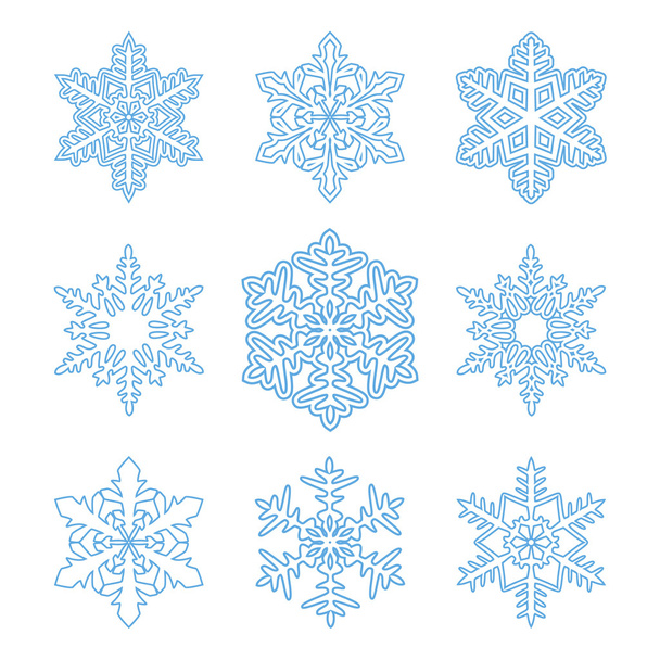 Joukko ääriviivat lumihiutaleet joulukoristeita
 - Vektori, kuva