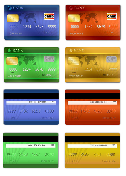 Set of credit cards - Vector, Image