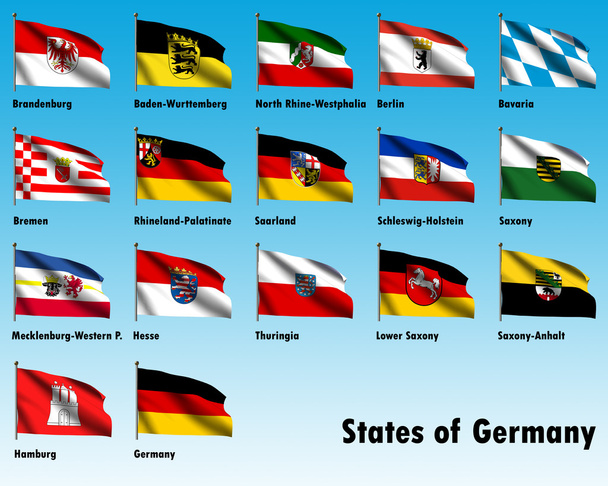 Fahnensatz aller deutschen Staaten - Foto, Bild